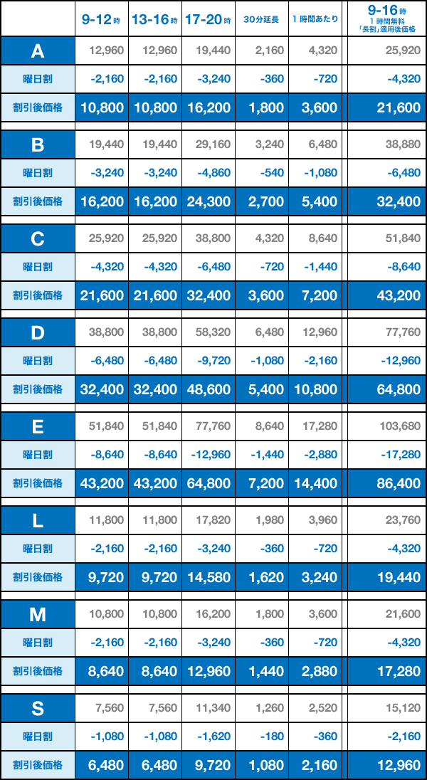 新規のお客様限定 曜日割のご案内