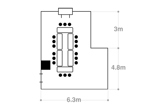 〜25名様までのプラン 18名様での使用例