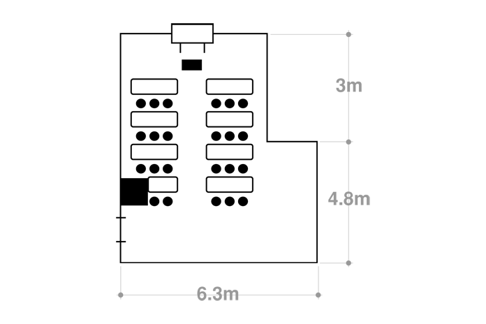 〜25名様までのプラン 23名様での使用例