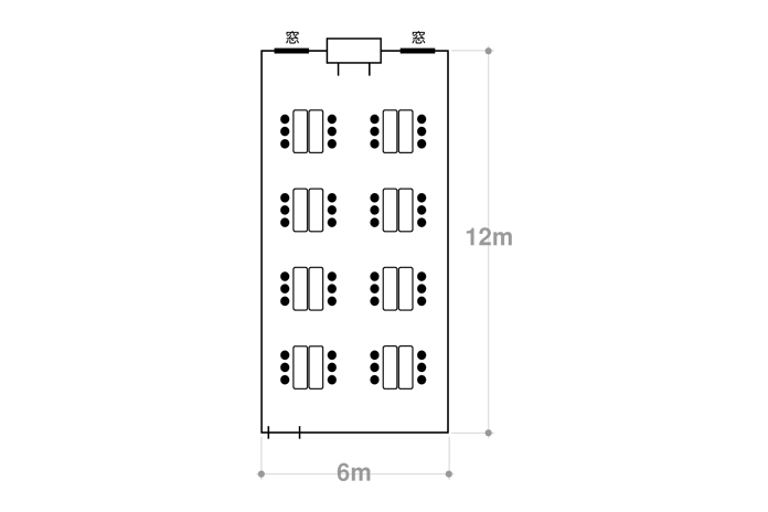 50〜60名様までのプラン 48名様での使用例